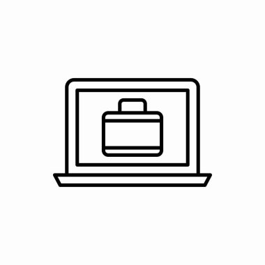 Çanta ikonlu dizüstü bilgisayar ve bavul vektör çizimi. Web ve mobil için sembol