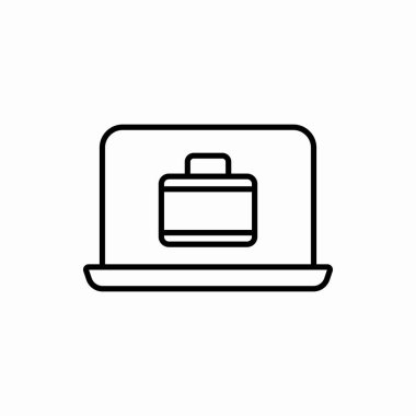 Çanta ikonlu dizüstü bilgisayar ve bavul vektör çizimi. Web ve mobil için sembol