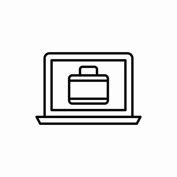 Umriss Laptop Mit Koffer Symbol Laptop Mit Koffer Vektorillustration Symbol — Stockvektor