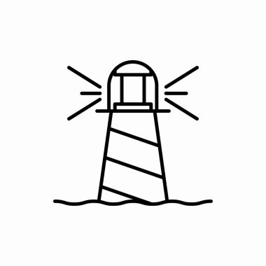 Ana hatlı deniz feneri ikonu. Deniz feneri vektör çizimi. Web ve mobil için sembol