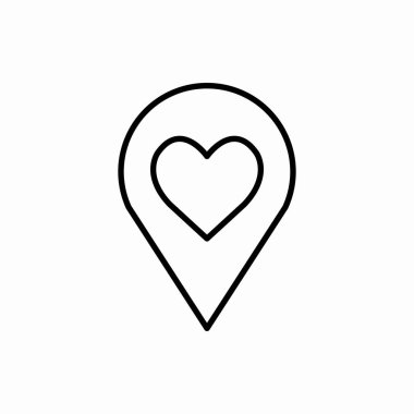 Taslak aşk konumu simgesi. Konum vektör illüstrasyonuna bayıldım. Web ve mobil için sembol