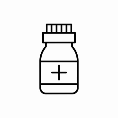 İlaç şişesi ikonu. İlaç şişesi illüstrasyonu. Web ve mobil için sembol