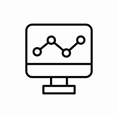 Çizelge simgesi ile ana hatlı monitör. Çizelge vektör illüstrasyonlu monitör. Web ve mobil için sembol