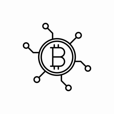 Ana hatlı ağ bitcoin simgesi. Ağ bitcoin vektör illüstrasyonu. Web ve mobil için sembol