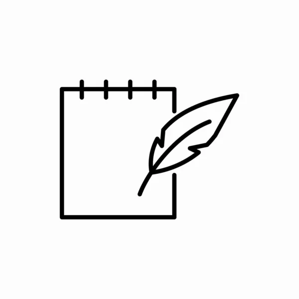 概要ノートブックフェザーペンアイコンノートブックフェザーペンベクトルイラスト ウェブとモバイルのシンボル — ストックベクタ