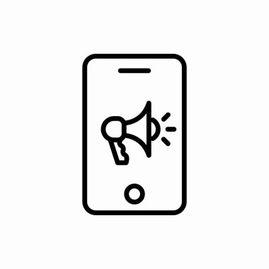 Megafon ikonlu telefon. Megafon vektör illüstrasyonlu telefon. Web ve mobil için sembol