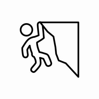 Ana hatlı kaya tırmanıcı ikonu. Kaya tırmanıcı vektör illüstrasyonu. Web ve mobil için sembol