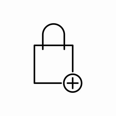 Taslak alışveriş torbası simge ekle. Atlama torbası vektör illüstrasyonunu ekle. Web ve mobil için sembol