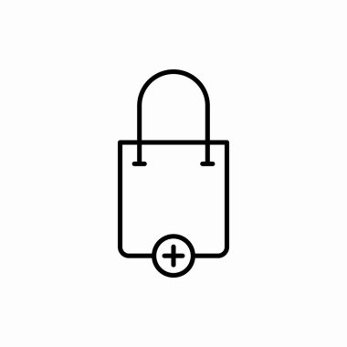 Taslak alışveriş torbası simge ekle. Atlama torbası vektör illüstrasyonunu ekle. Web ve mobil için sembol