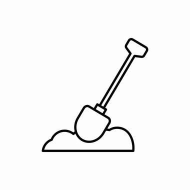 Yer ikonunda çizilmiş kürek. Yer vektör illüstrasyonunda durgun. Web ve mobil için sembol