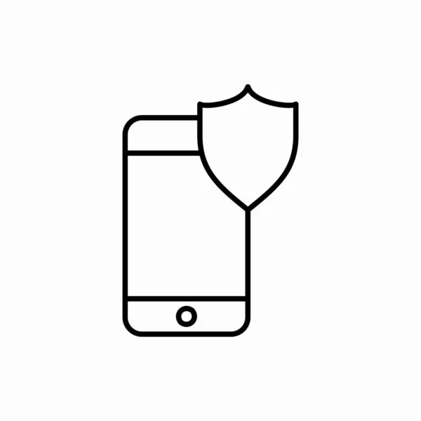 Zarys Ikony Bezpieczeństwa Smartfona Ilustracja Wektora Bezpieczeństwa Smartfona Symbol Sieci — Wektor stockowy