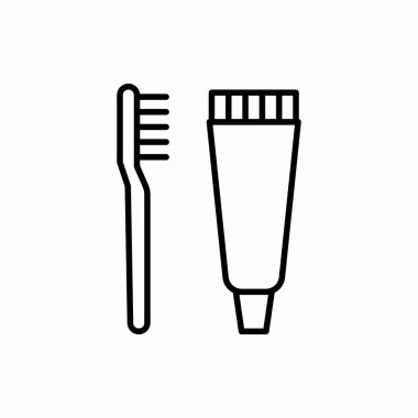 Diş fırçası ve diş macunu ikonu. Diş fırçası ve diş macunu vektör çizimi. Web ve mobil için sembol