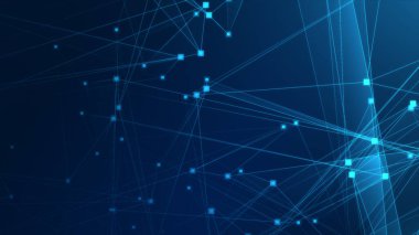 Teknoloji geçmişine sahip soyut mavi çokgen teknoloji ağı. Soyut noktalar ve satır dokusu arka planı. 3d oluşturma.