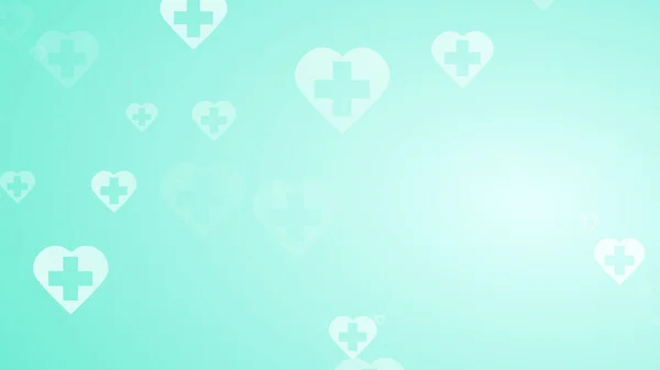 Zdrowie Medyczne Zielony Niebieski Krzyż Tle Serca Wzór Abstrakcyjna Koncepcja — Zdjęcie stockowe