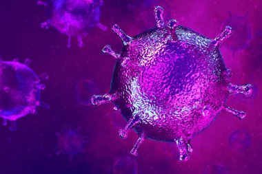 Coronavirus 2019 COVID-19 salgını. Biyoloji bilimi 3D görüntüleme.