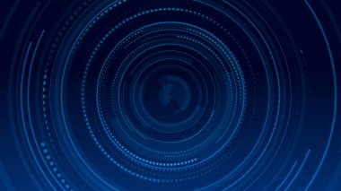 Daire mavi teknoloji yüksek teknoloji. Soyut grafik dijital gelecek konsept tasarımı.