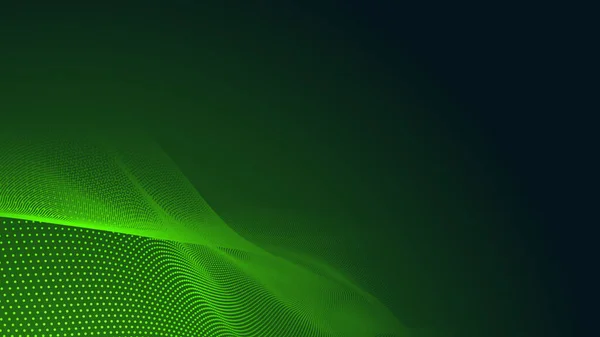 Dot Green Wave Light Screen Gradient Texture Dark Background Abstract — Stock Photo, Image