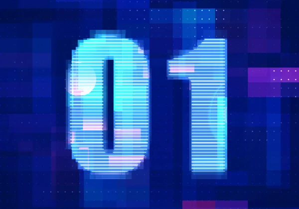 Binary Computer Code Screen Monitor Computer Technology Blue Background Abstract — Stock Photo, Image