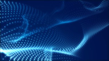 Nokta mavi dalga ışık ekran gradyan doku arkaplanı. Soyut teknoloji büyük veri dijital arkaplanı. 3d oluşturma.