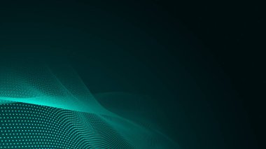 Nokta yeşil dalga ışık ekran gradyan doku arka planı. Soyut teknoloji büyük veri dijital arkaplanı. 3d oluşturma.