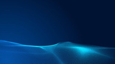 Nokta mavi dalga ışık ekran gradyan doku arkaplanı. Soyut ai teknolojisi büyük veri dijital arkaplanı. 3d oluşturma.
