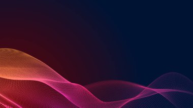 Nokta kırmızı mor dalga çizgisi açık renk gradyan koyu arkaplan. Soyut teknoloji büyük veri dijital arkaplanı. 3d oluşturma.