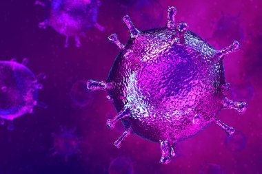Coronavirus 2019 COVID-19 salgını. Biyoloji bilimi 3D görüntüleme.