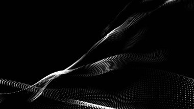 Nokta beyaz dalga teknolojisi dokusu. Soyut büyük veri dijital konsepti. 3d oluşturma.