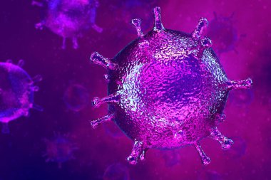 Coronavirus 2019 COVID-19 salgını. Biyoloji bilimi 3D görüntüleme.