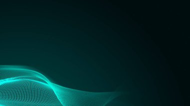 Nokta yeşil dalga ışık ekran gradyan doku arka planı. Soyut teknoloji büyük veri dijital arkaplanı. 3d oluşturma.