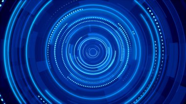 Mavi neon ışık teknolojisi. Yüksek teknoloji karanlık arka plan. Soyut grafik dijital gelecek konsept tasarımı.