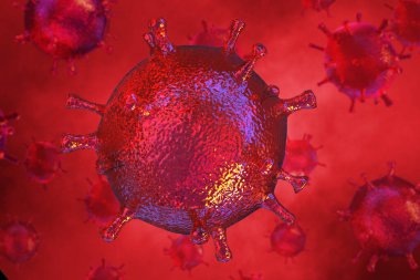 Coronavirus 2019 COVID-19 salgını. Biyoloji bilimi 3D görüntüleme.