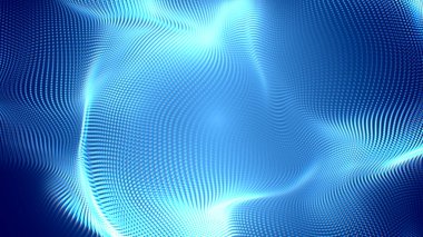 Nokta beyaz dalga ışık ekran gradyan doku arkaplanı. Soyut teknoloji büyük veri dijital arkaplanı. 3d oluşturma.