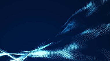 Nokta mavi dalga ışık ekran gradyan doku arkaplanı. Soyut teknoloji büyük veri dijital arkaplanı. 3d oluşturma.