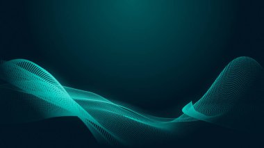 Nokta yeşil dalga ışık ekran gradyan doku arka planı. Soyut teknoloji büyük veri dijital arkaplanı. 3d oluşturma.
