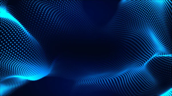 Nokta beyaz dalga ışık ekran gradyan doku arkaplanı. Soyut teknoloji büyük veri dijital arkaplanı. 3d oluşturma.