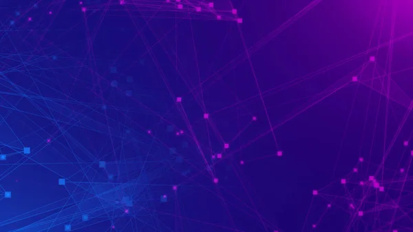 Abstract purple violet and blue polygon tech network with connect technology background. Abstract dots and lines texture background. 3d rendering.