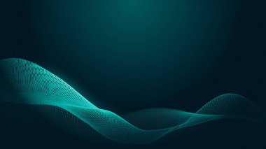 Nokta yeşil dalga ışık ekran gradyan doku arka planı. Soyut teknoloji büyük veri dijital arkaplanı. 3d oluşturma.