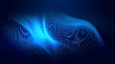 Nokta mavi dalga ışık ekran gradyan doku arkaplanı. Soyut ai teknolojisi büyük veri dijital arkaplanı. 3d oluşturma.