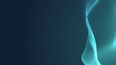 Nokta yeşil dalga ışık ekran gradyan doku arka planı. Soyut teknoloji büyük veri dijital arkaplanı. 3d oluşturma.