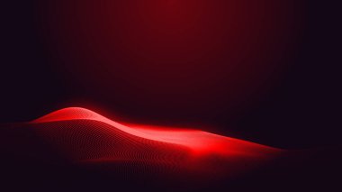 Nokta kırmızı mor dalga çizgisi açık renk gradyan koyu arkaplan. Soyut teknoloji büyük veri dijital arkaplanı. 3d oluşturma.