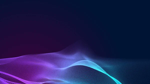 Dot Blue Purple Wave Line Light Gradient Dark Background Abstract — Stock Photo, Image