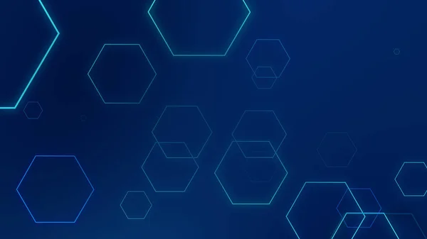 Hexagon Geometrische Blaue Neonlichter Technologie Tech Dunklen Hintergrund Abstrakte Grafische — Stockfoto