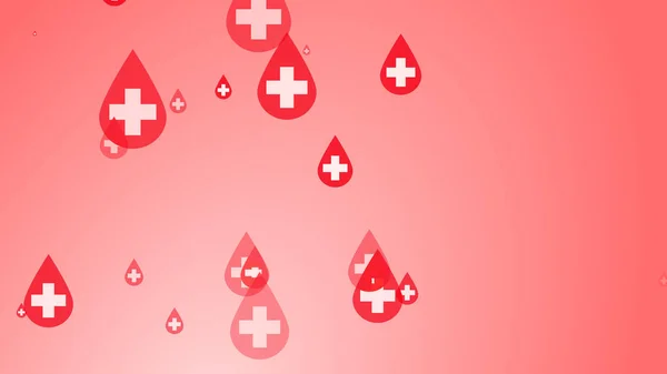 红色血滴图案背景上的医疗健康交叉白纹 世界献血者日保健摘要 — 图库照片