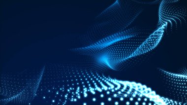 Nokta mavi dalga ışık ekran gradyan doku arkaplanı. Soyut teknoloji büyük veri dijital arkaplanı. 3d oluşturma.