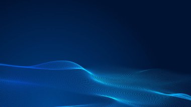Nokta mavi dalga ışık ekran gradyan doku arkaplanı. Soyut teknoloji büyük veri dijital arkaplanı. 3d oluşturma.