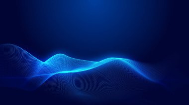 Nokta mavi dalga ışık ekran gradyan doku arkaplanı. Soyut teknoloji büyük veri dijital arkaplanı. 3d oluşturma.