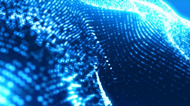 Nokta mavi dalga ışık ekran gradyan doku arkaplanı. Soyut ai teknolojisi büyük veri dijital arkaplanı. 3d oluşturma.