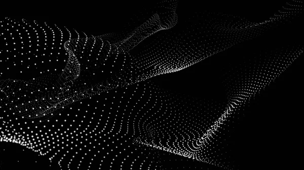 点白黑波技术质感背景 摘要海量数据数字概念 3D渲染 — 图库照片