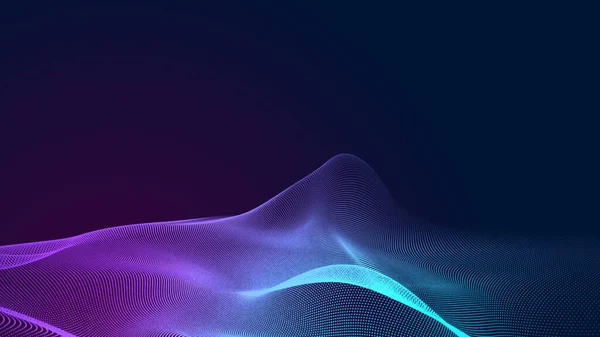 Dot Blue Purple Wave Line Light Gradient Dark Background Abstract — Stock Photo, Image